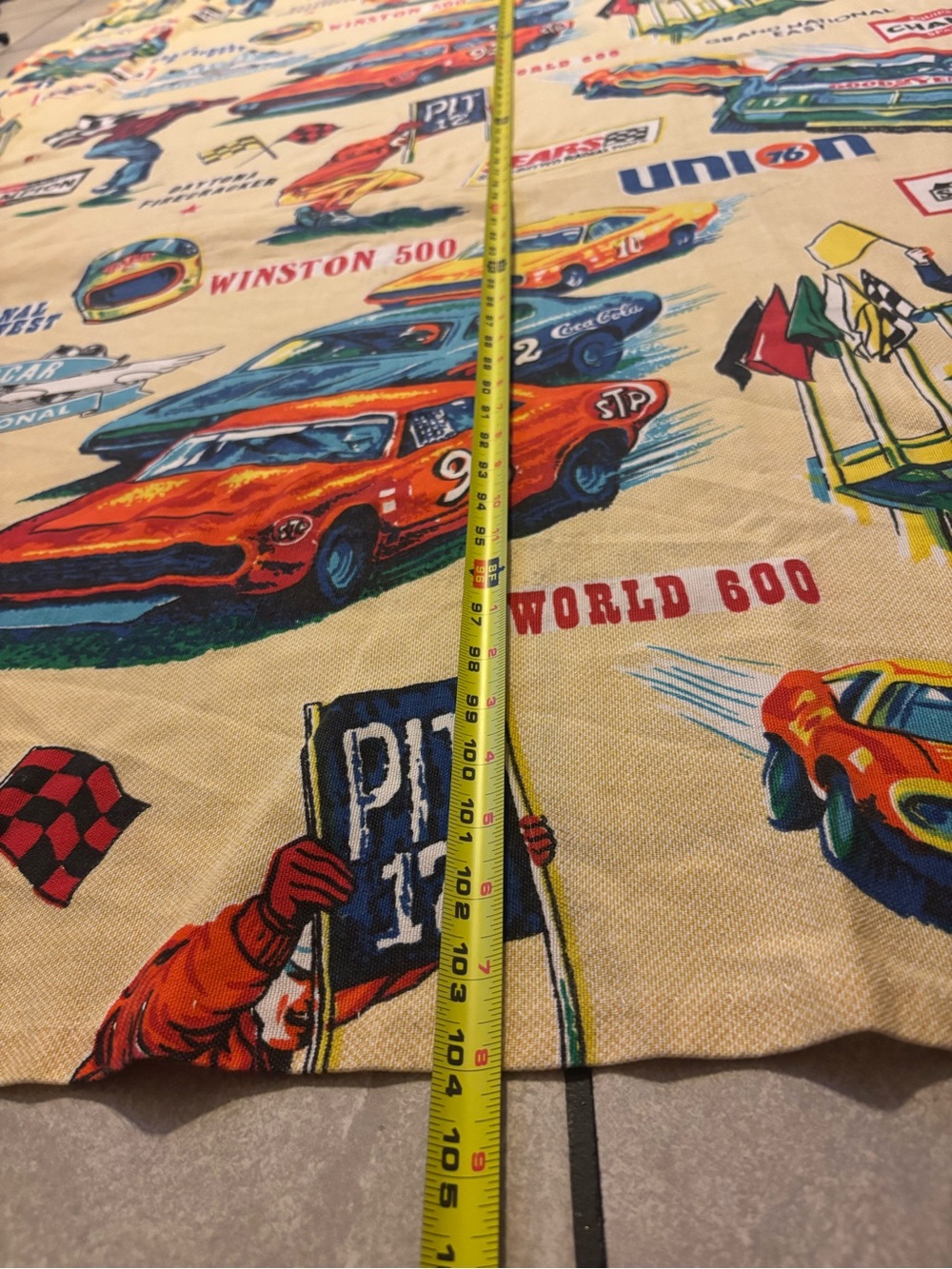 Vintage 1970s Sears Perma-Prest NASCAR Winston 500/Daytona Firecracker Fabric - Picture 6 of 14